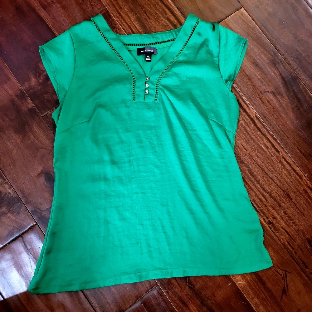 The Limited Satin-like Short Sleeve Blouse